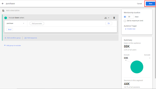 Screen to Create a Custom Audience