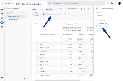 GA4 Reporting: Customize Report in Model Comparison