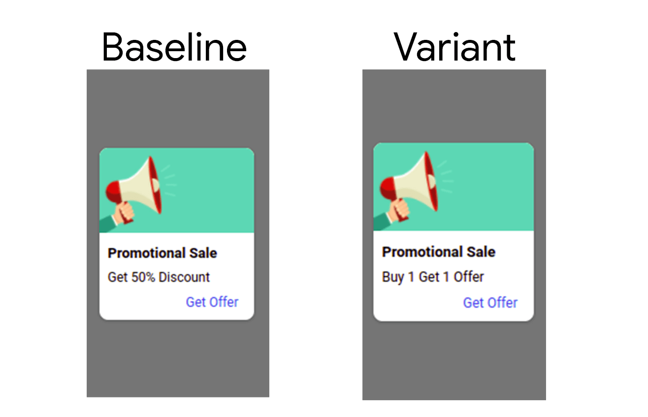 Firebase A/B test baseline vs variant