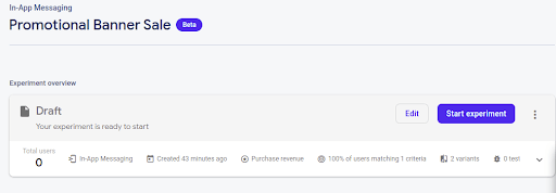 Firebase A/B test experiment Overview