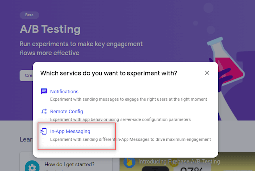 Firebase A/B test experiment types