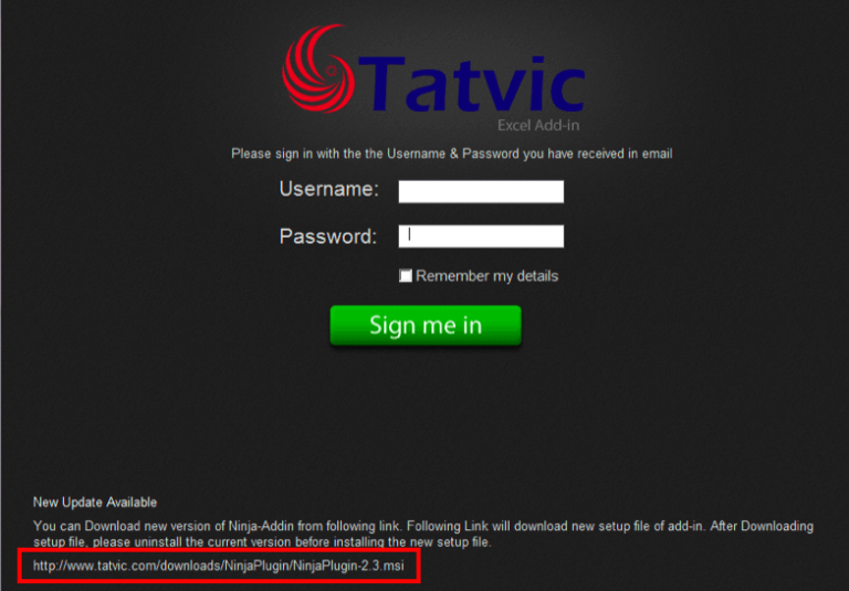 How to update Tatvic Excel Plug-in