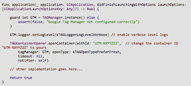 implement google tag manager in iOS