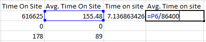 Avg. time on site formula