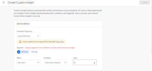 Screen to create Custom Insights