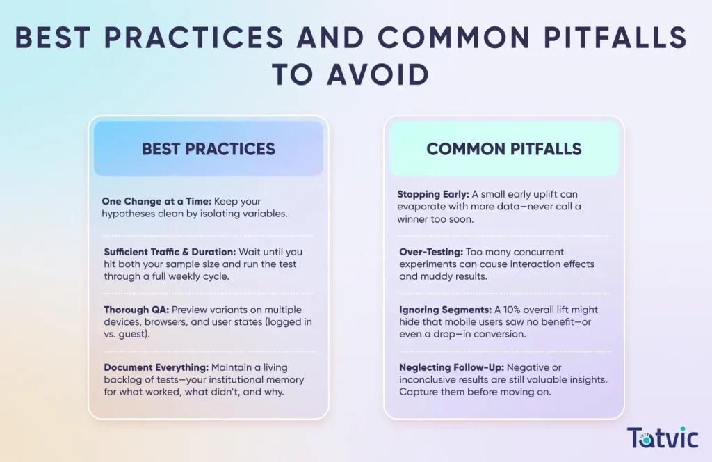 Best Practices and Common Pitfalls to Avoid - AB Testing in CRO
